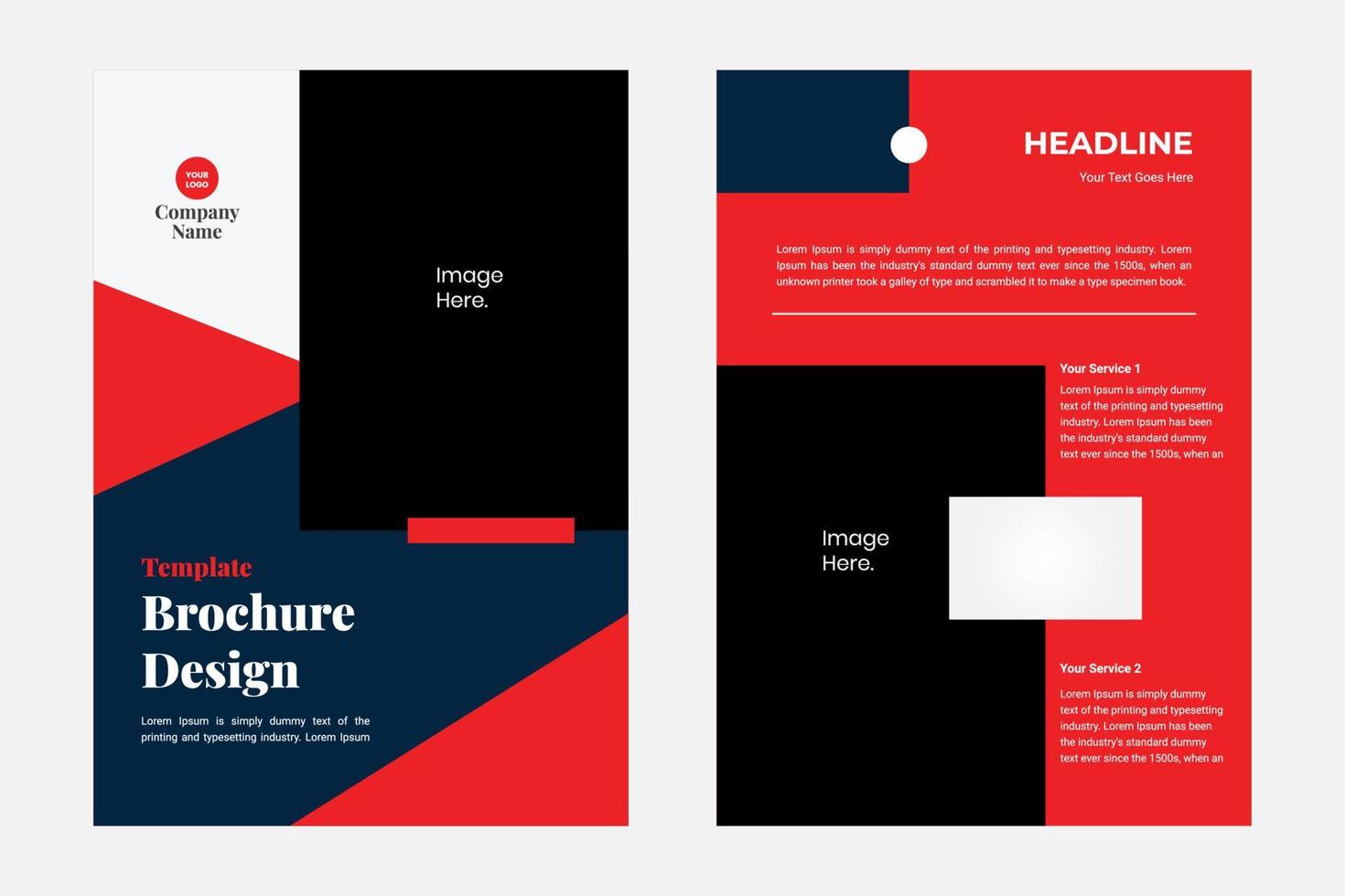 modello di progettazione brochure nero rosso, adatto per strumenti di marketing e contenuti multimediali social vettore