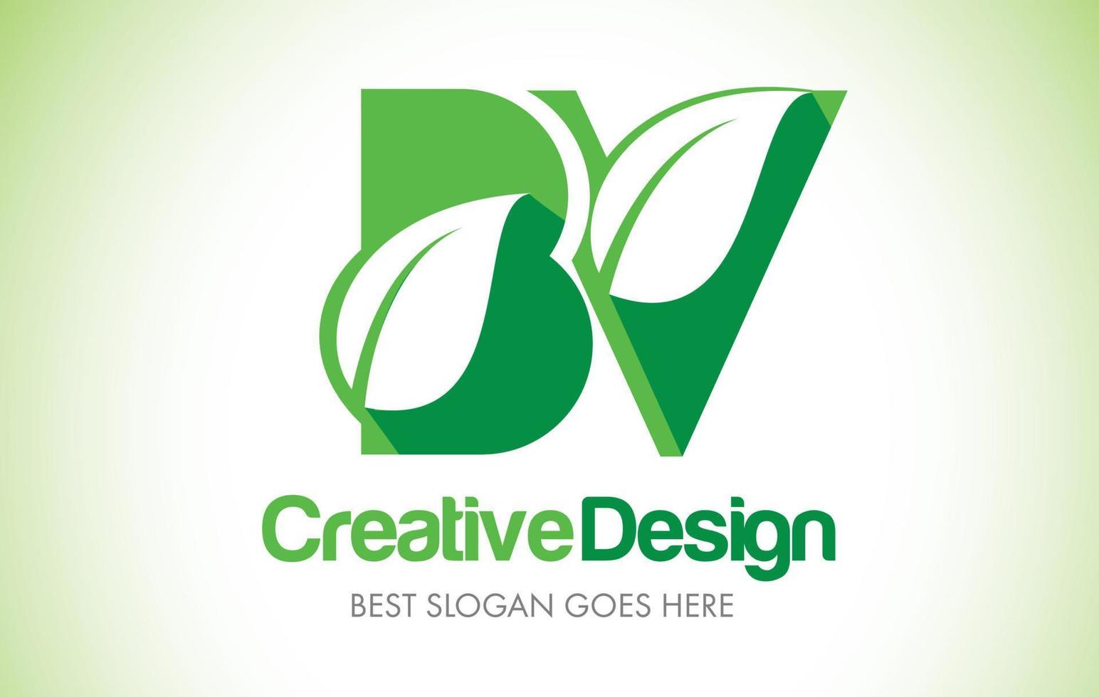 bv logo design lettera foglia verde. logo dell'illustrazione dell'icona della lettera di eco bio foglia. vettore