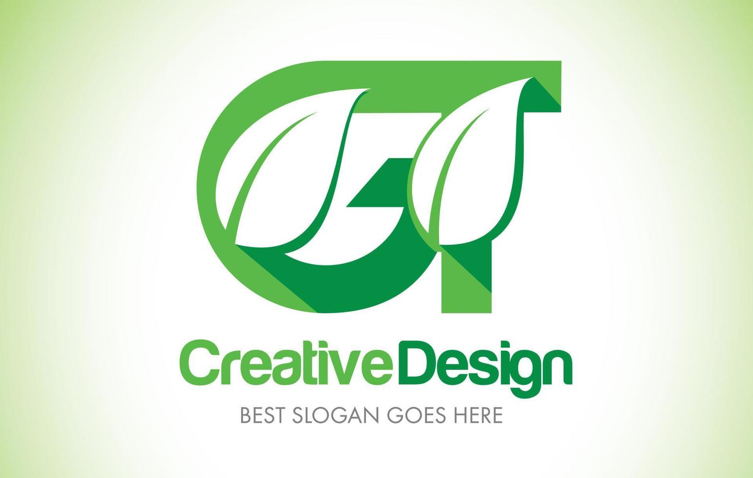 logo design lettera foglia verde gt. logo dell'illustrazione dell'icona della lettera di eco bio foglia. vettore