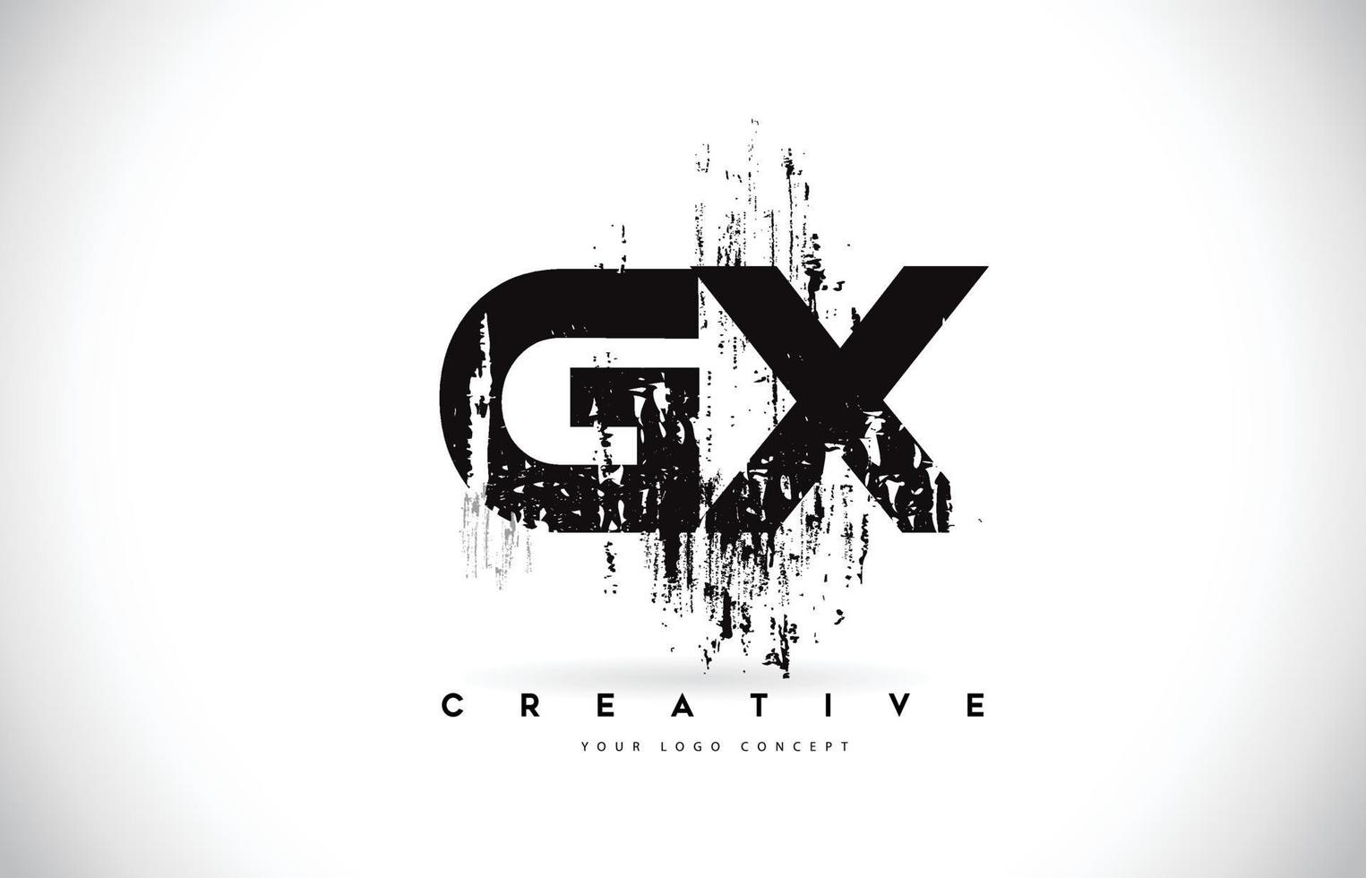 gx gx pennello grunge lettera logo design in colori neri illustrazione vettoriale. vettore
