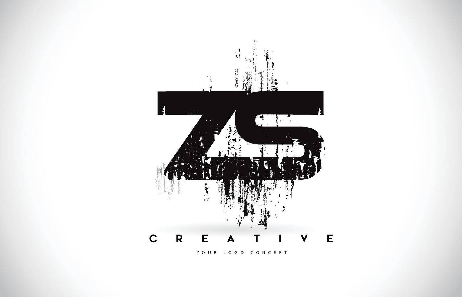 zs zs pennello grunge lettera logo design in colori neri illustrazione vettoriale. vettore