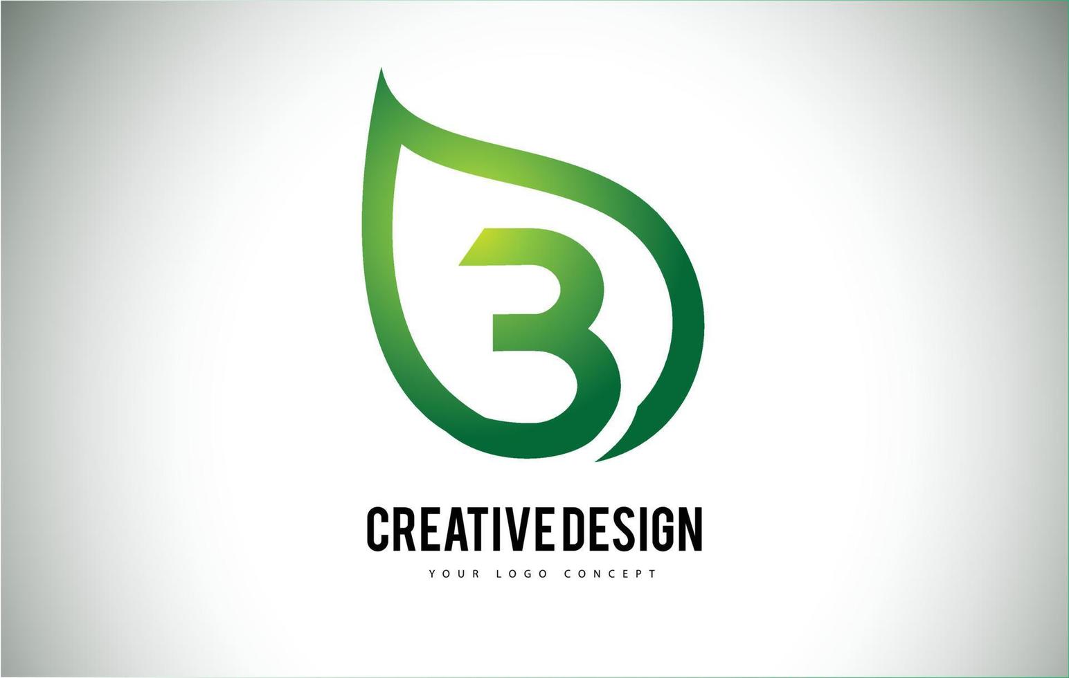b foglia logo lettera design con contorno foglia verde vettore