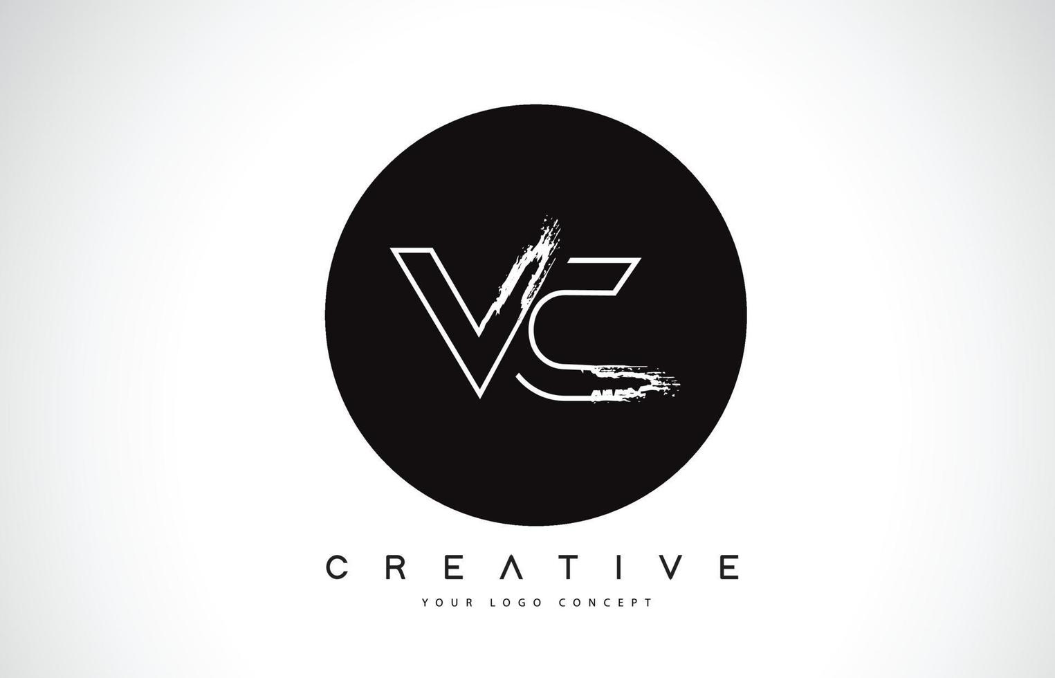 vc moderno design del logo della lettera con monogramma in bianco e nero. monogramma di pennello logo lettera creativa. vettore