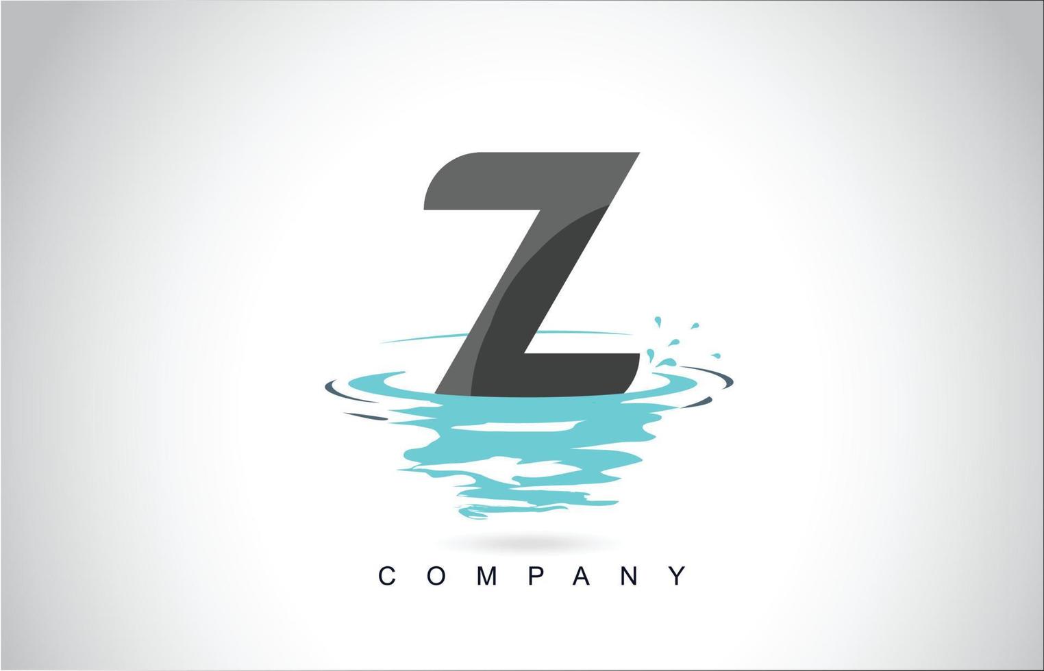 z lettera logo design con spruzzi d'acqua increspature gocce riflesso vettore