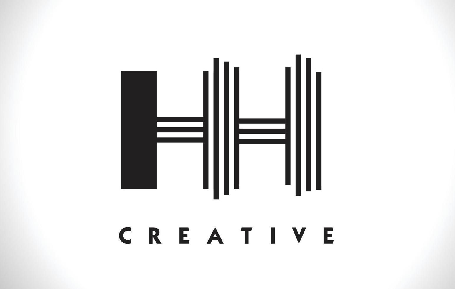 lettera logo hh con design a linee nere. illustrazione vettoriale di lettera di linea