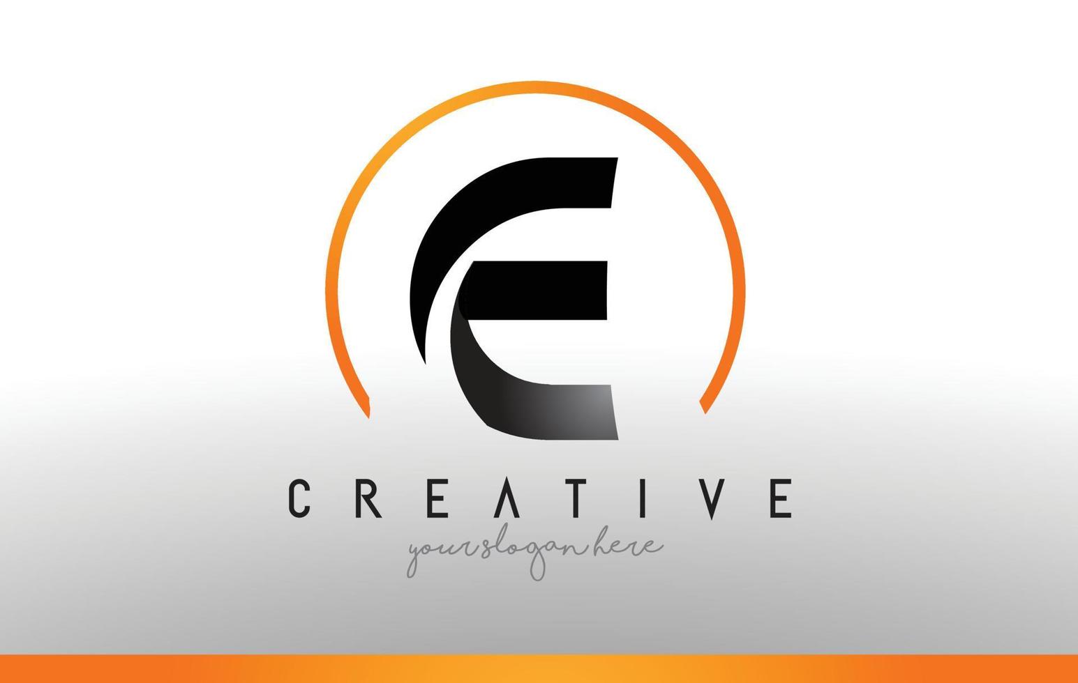 e lettera logo design con colore arancio nero. fresco modello icona moderna. vettore