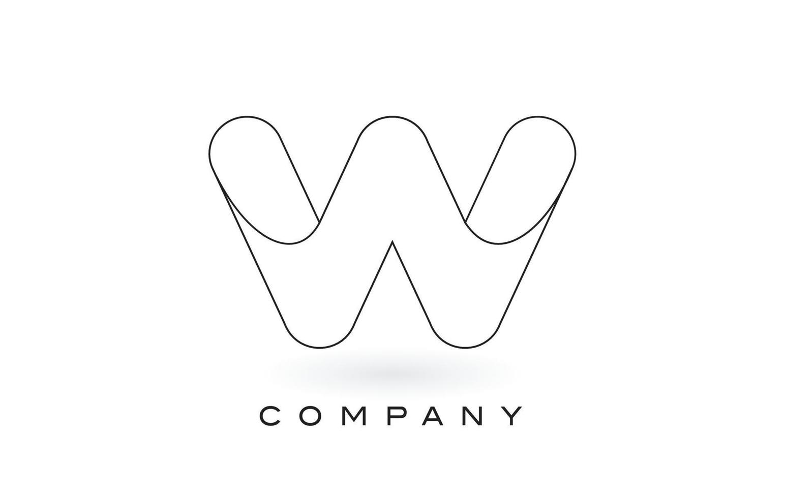 logo della lettera monogramma w con contorno del contorno del monogramma nero sottile. vettore di design moderno alla moda lettera.