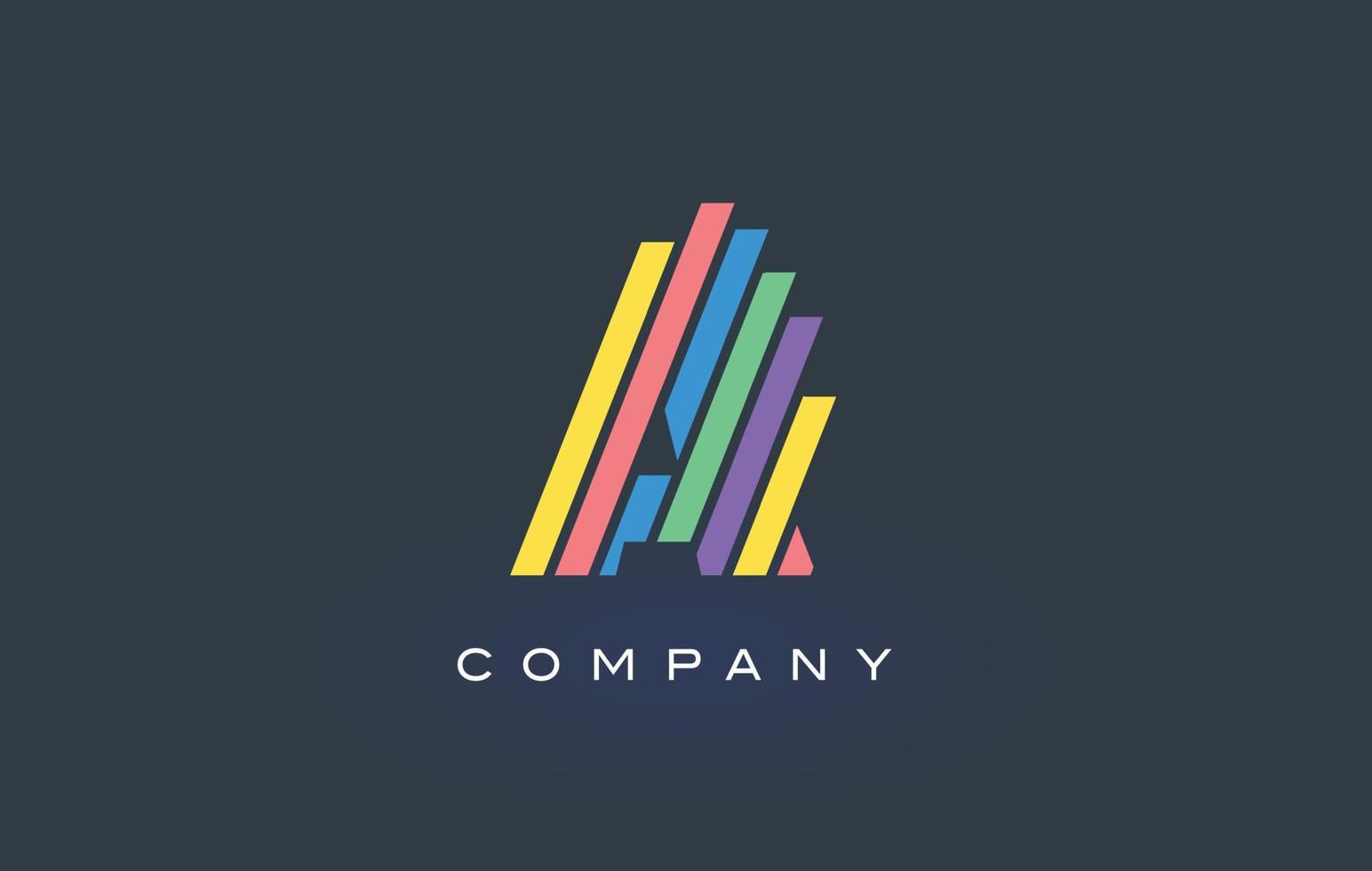 un logo lettera con linee colorate design vettoriale. illustrazione dell'icona della lettera arcobaleno vettore