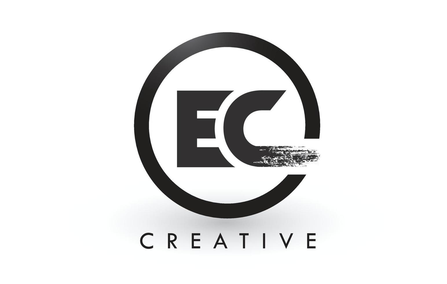 disegno del logo della lettera di pennello ec. logo icona lettere spazzolate creative. vettore