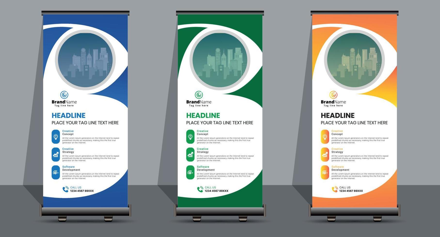 business creativo roll up design modello banner segnaletica. vettore