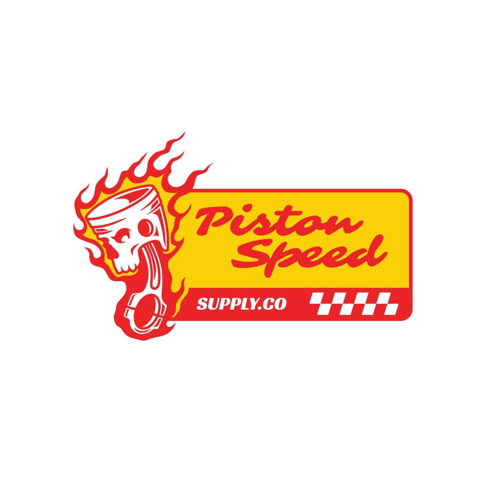 distintivo del logo vettoriale del pistone per il club motociclistico garage personalizzato