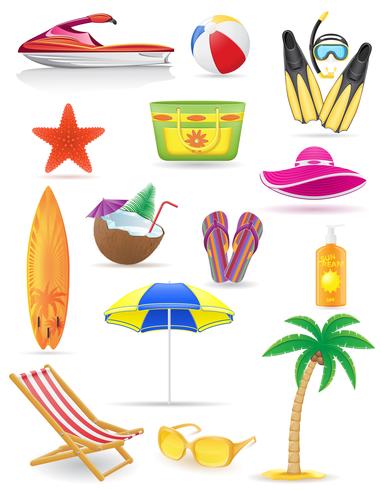 set di icone vettoriali spiaggia illustrazione