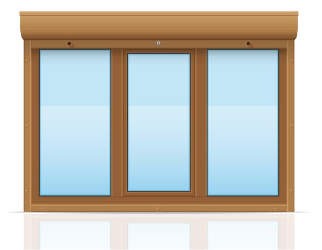finestra di plastica marrone con tapparelle illustrazione vettoriale