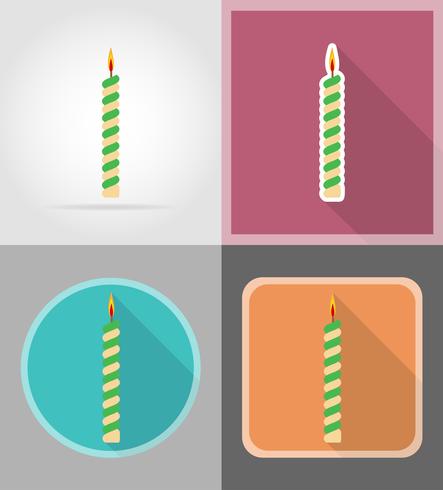 le candele per le icone piane della torta di compleanno vector l&#39;illustrazione