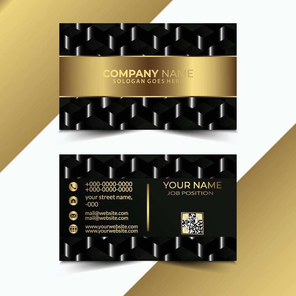 modello di biglietti da visita in oro nero di lusso ed elegante su sfondo nero. illustrazione vettoriale
