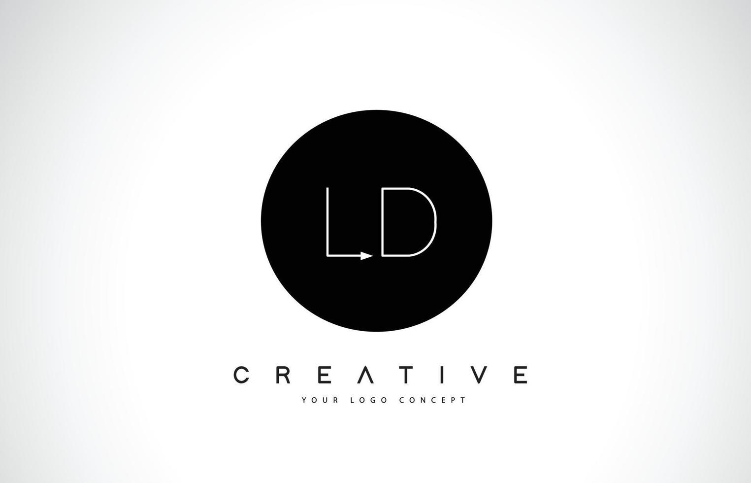 ld ld logo design con vettore di lettera di testo creativo in bianco e nero.