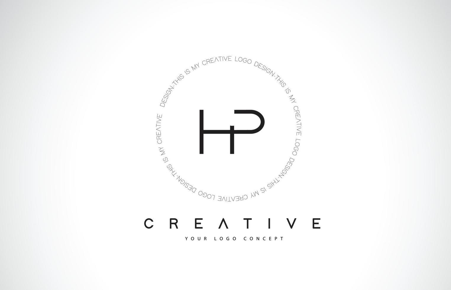 hp logo design hp con vettore di lettera di testo creativo in bianco e nero.