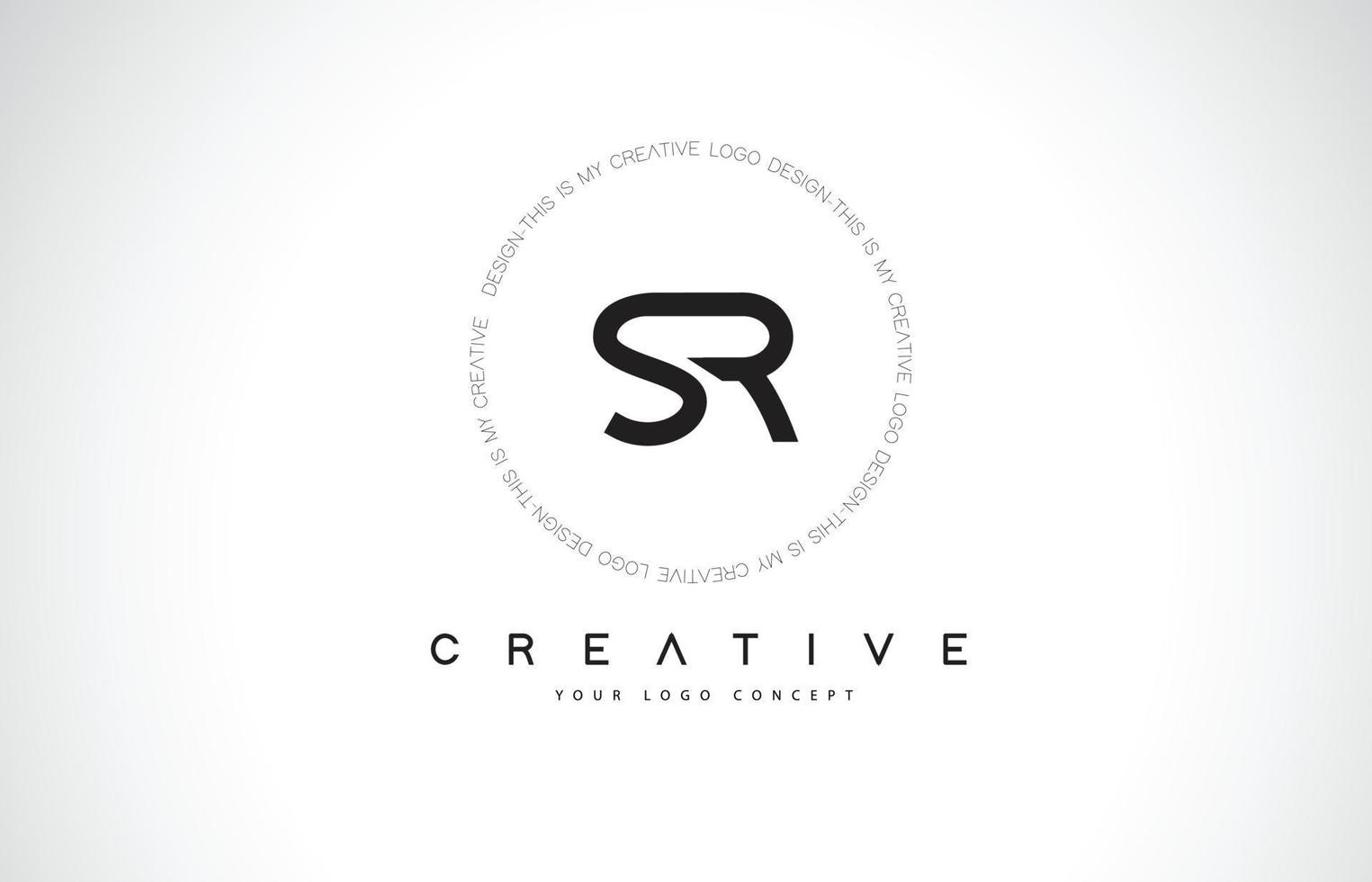 sr sr logo design con vettore di lettera di testo creativo in bianco e nero.