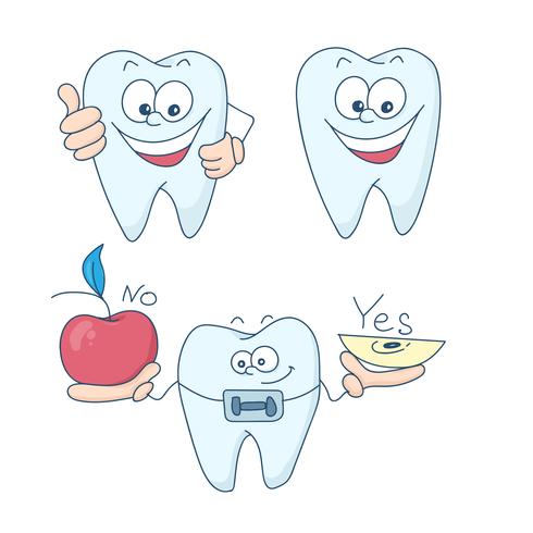 Arte sul tema dell&#39;odontoiatria infantile. Denti con bretelle. vettore