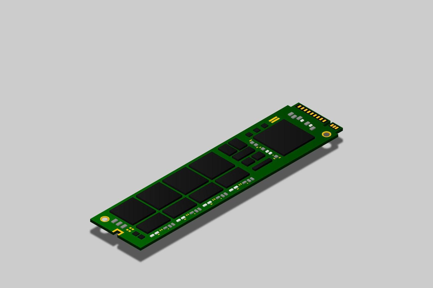 nvme express m.2 memory realistica illustrazione isometrica 3d, memoria ad accesso casuale, componente hardware del personal computer vettore