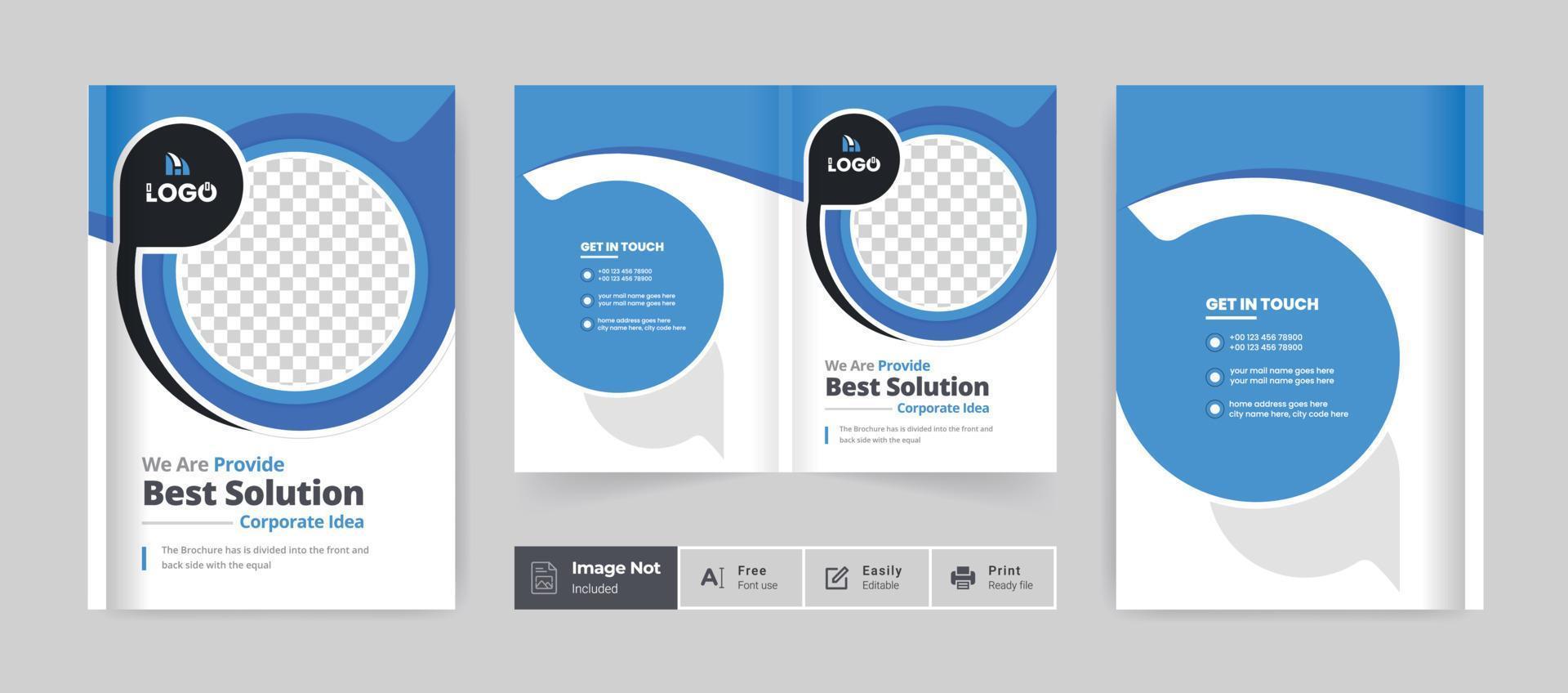 pagine azienda profilo aziendale brochure copertina layout tema. bifold moderno e colorato per un uso multiuso vettore