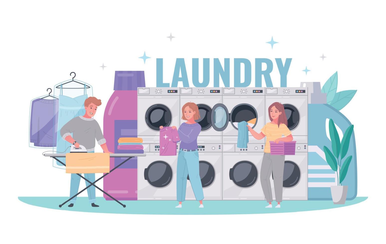 illustrazione del fumetto della lavanderia a gettoni vettore