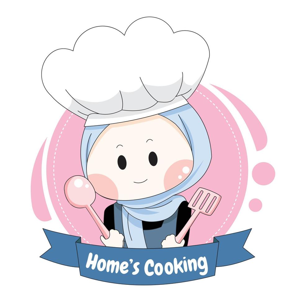 logo chef donna musulmana vettore