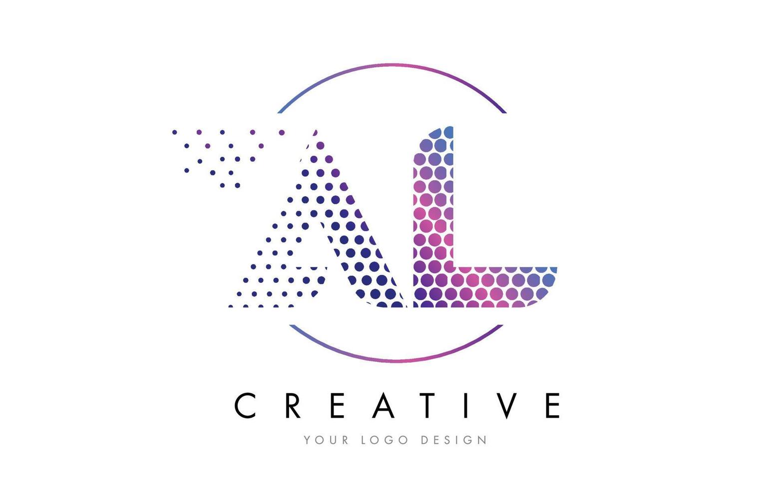 al al rosa magenta punteggiato bolla lettera logo design vector