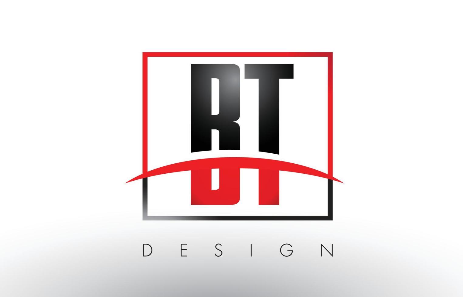 lettere del logo bt bt con colori rosso e nero e swoosh. vettore