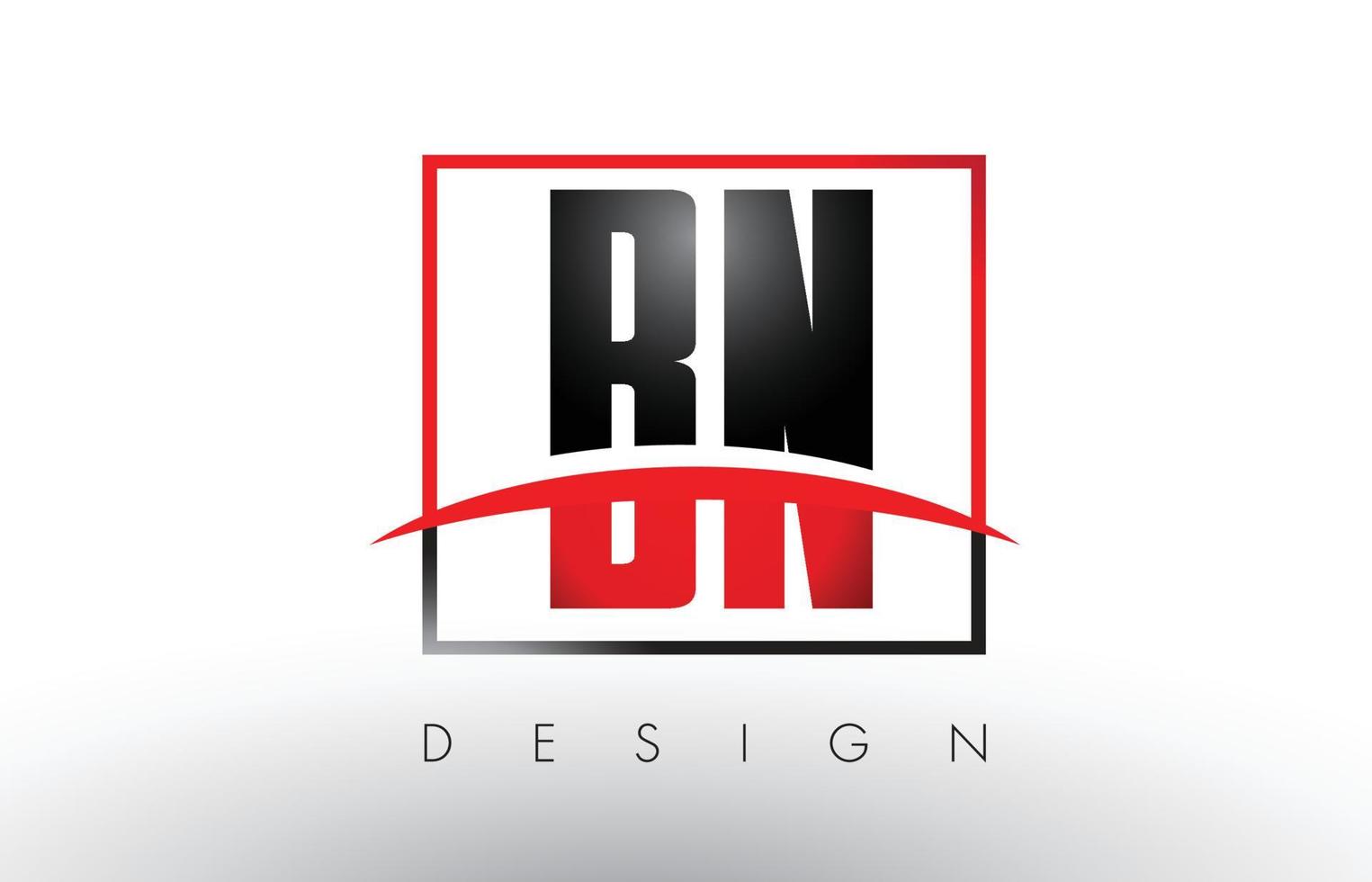 lettere del logo bn bn con colori rosso e nero e swoosh. vettore