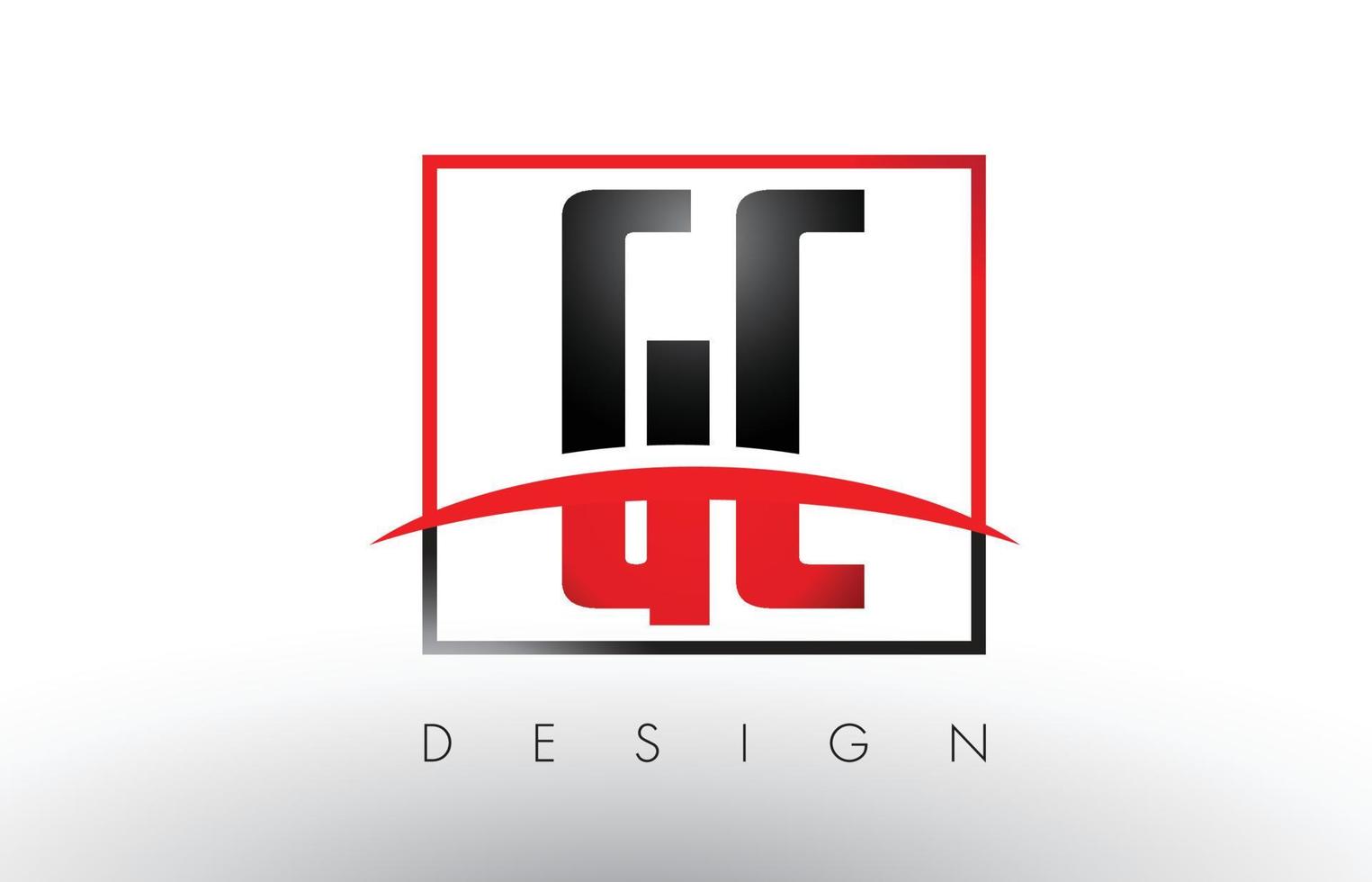 lettere del logo gc gc con colori rosso e nero e swoosh. vettore