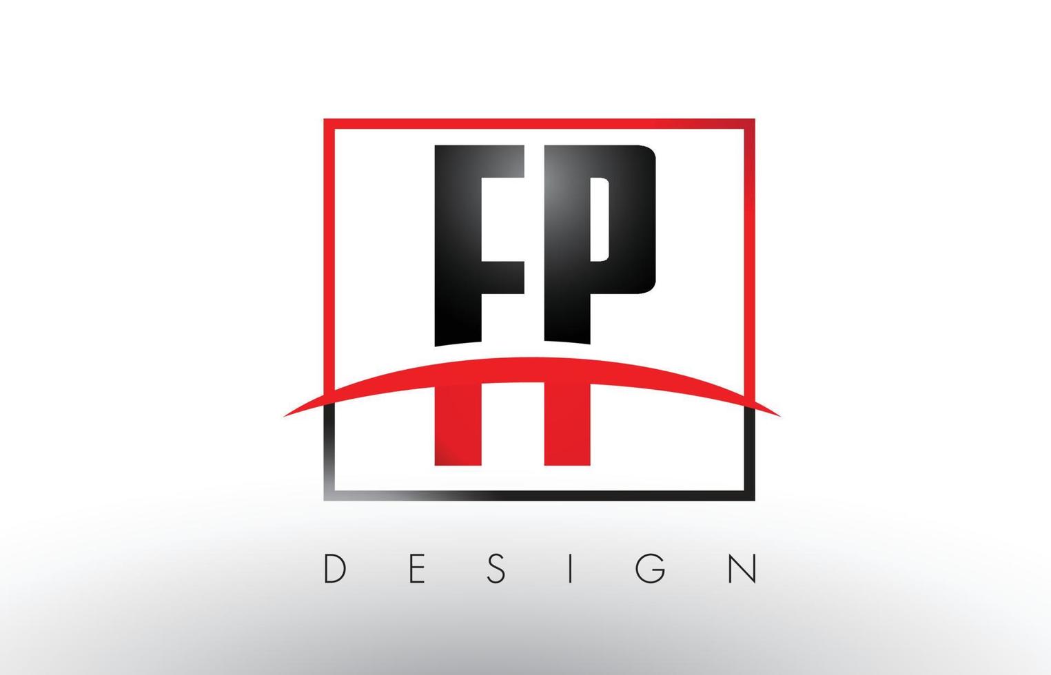 lettere del logo fp fp con colori rosso e nero e swoosh. vettore