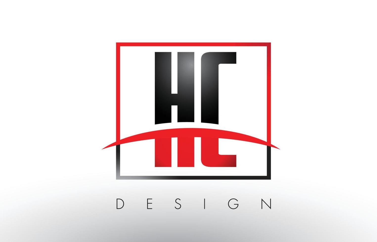 lettere del logo hc hc con colori rosso e nero e swoosh. vettore