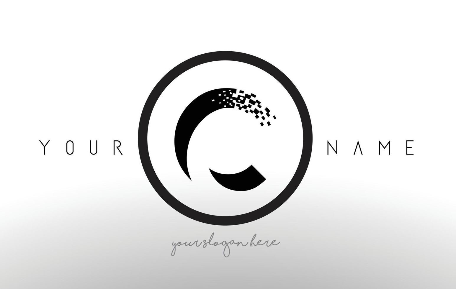 lettera logo c con vettore di progettazione tecnologia pixel digitale.