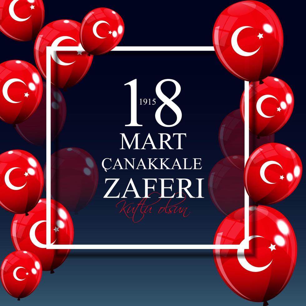 18 marzo, giorno della vittoria di canakkale, turco. tr 18 mart canakkale zaferi kutlu olsun. illustrazione vettoriale