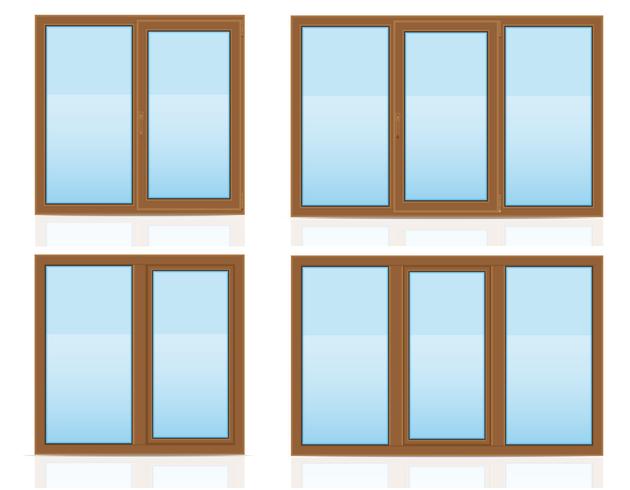 finestra trasparente di plastica marrone vista all&#39;interno e illustrazione vettoriale all&#39;aperto