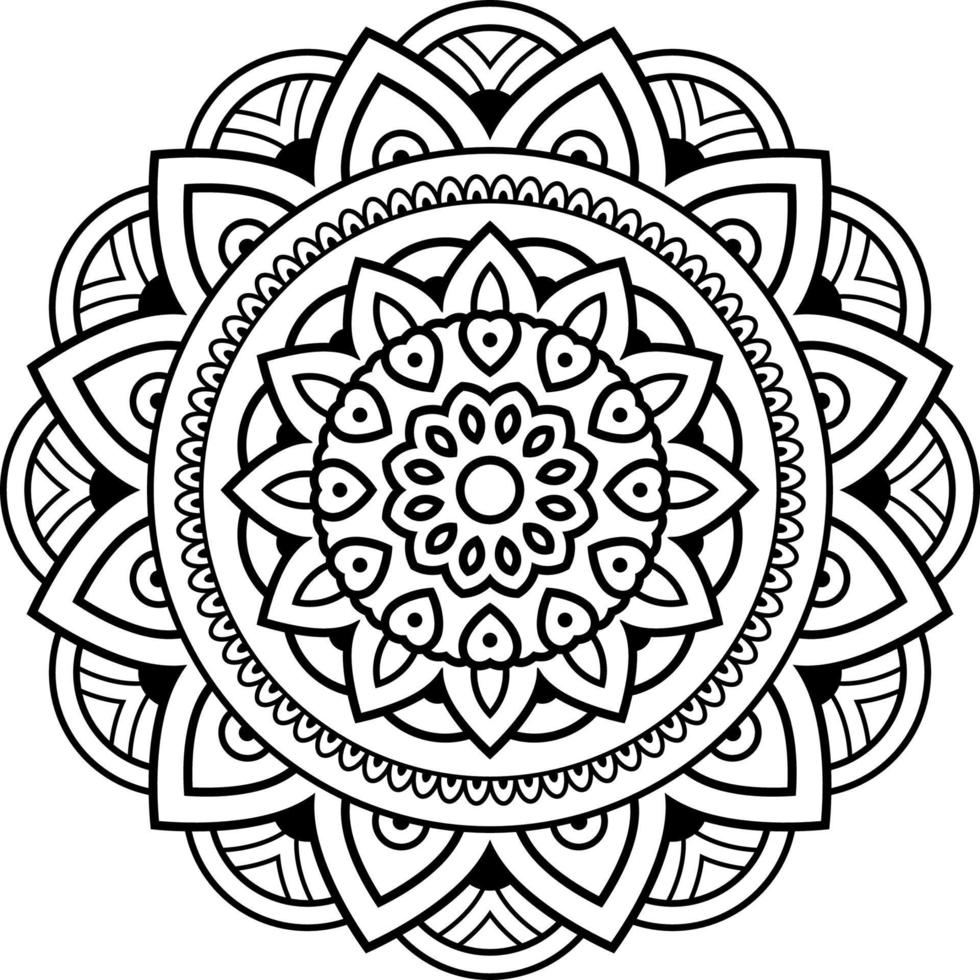 mandala per henné, mehndi, tatuaggio, carta, stampa, copertina, banner, poster, brochure, decorazione in stile etnico orientale per la pagina del libro da colorare vettore