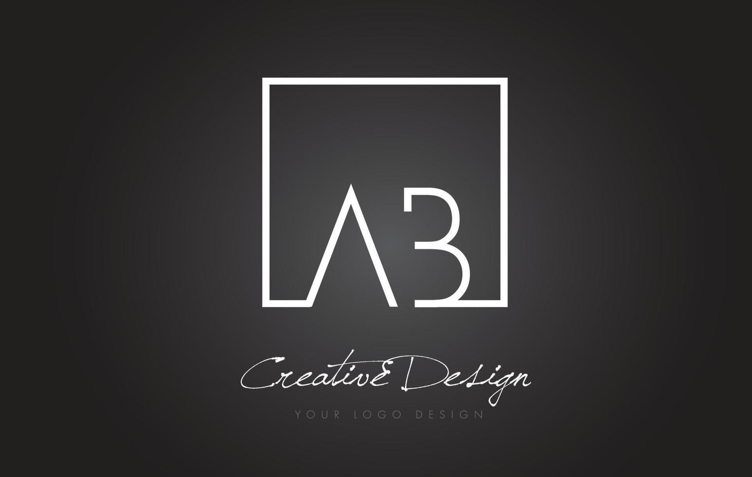 design del logo della lettera con cornice quadrata ab con colori bianco e nero. vettore