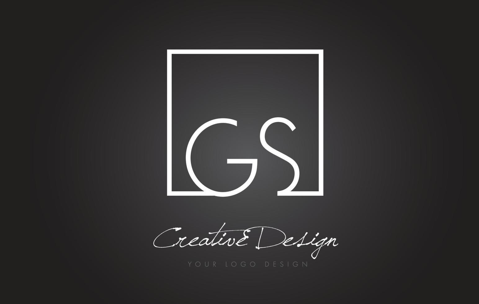design del logo della lettera con cornice quadrata gs con colori bianco e nero. vettore