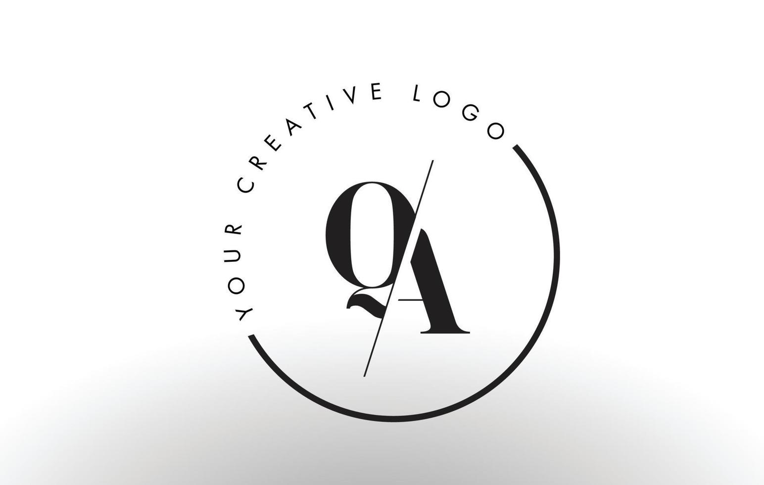 qa serif lettera logo design con taglio intersecato creativo. vettore