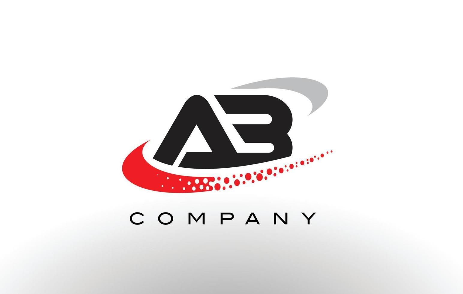 ab design del logo con lettera moderna con swoosh punteggiato rosso vettore