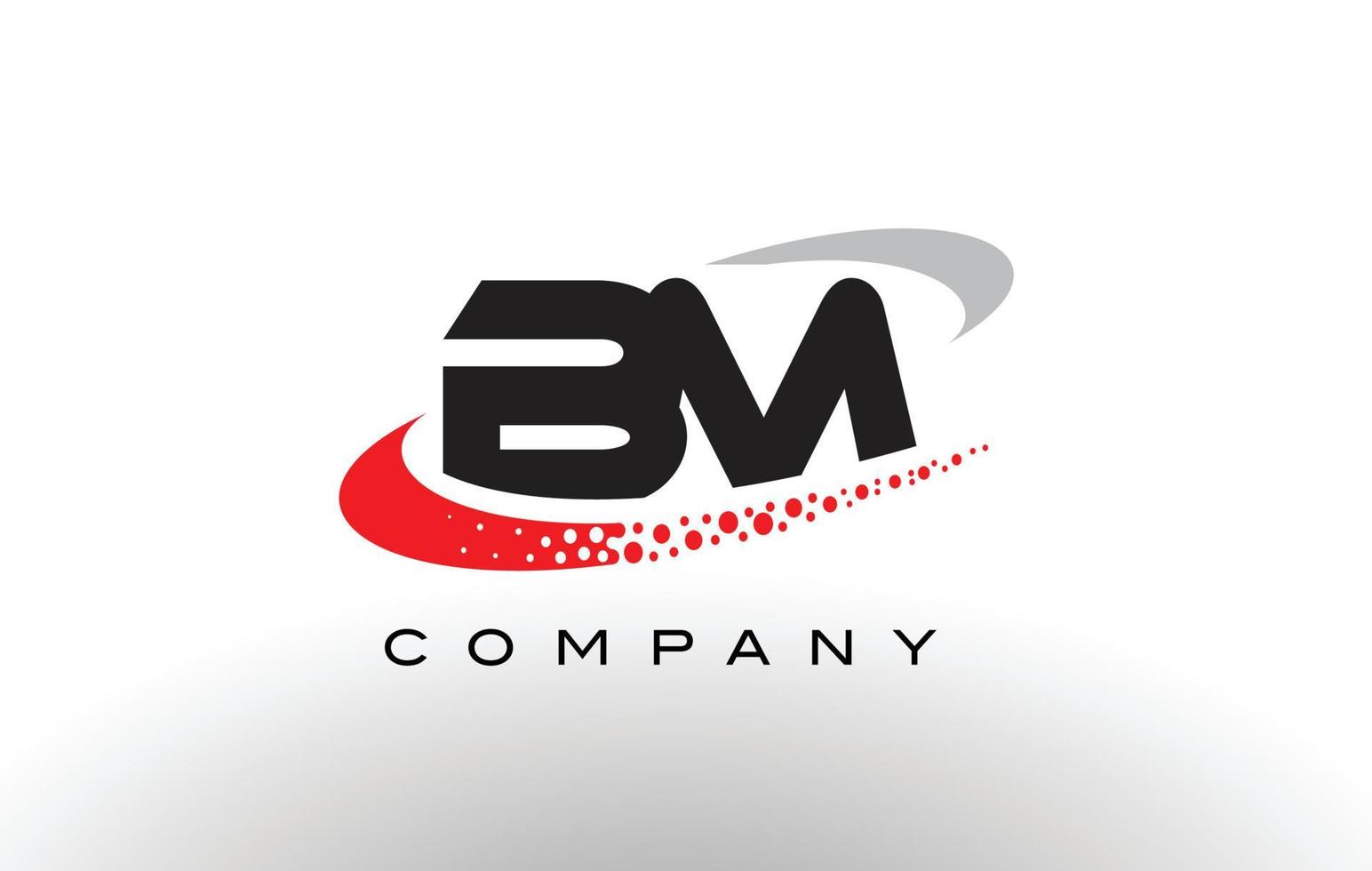 bm moderna lettera logo design con swoosh punteggiato rosso vettore