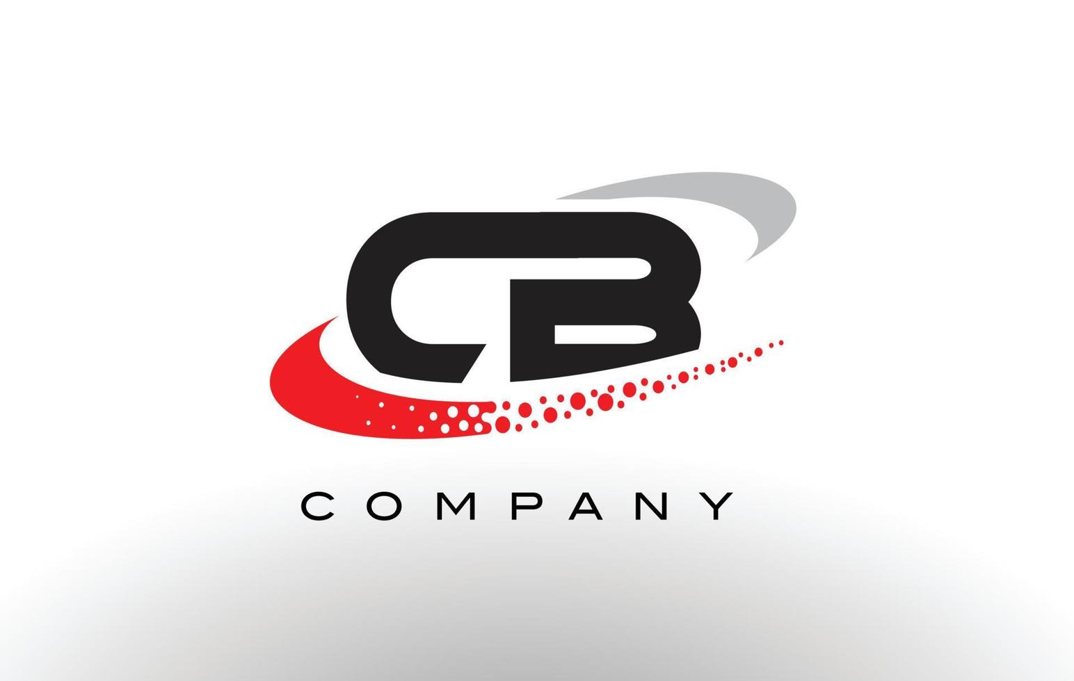 cb moderna lettera logo design con swoosh punteggiato rosso vettore