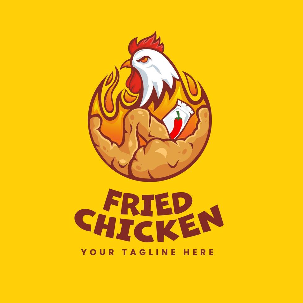 logo di pollo fritto caldo vettore