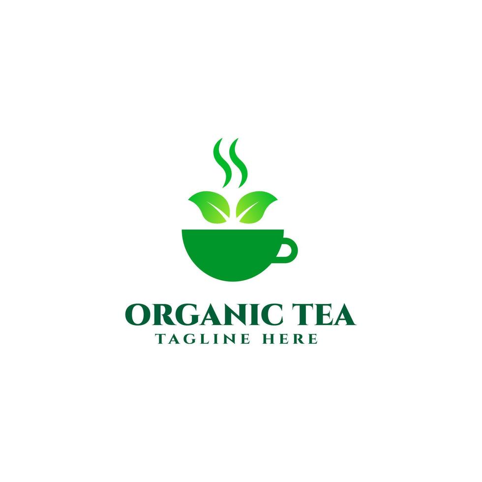 vettore del modello di progettazione del logo del tè biologico