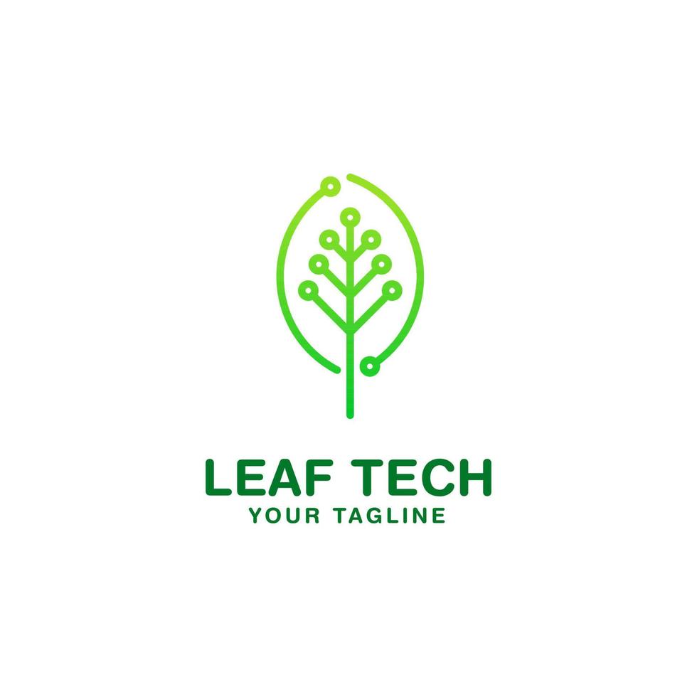 modello di progettazione del logo della tecnologia delle foglie vettore
