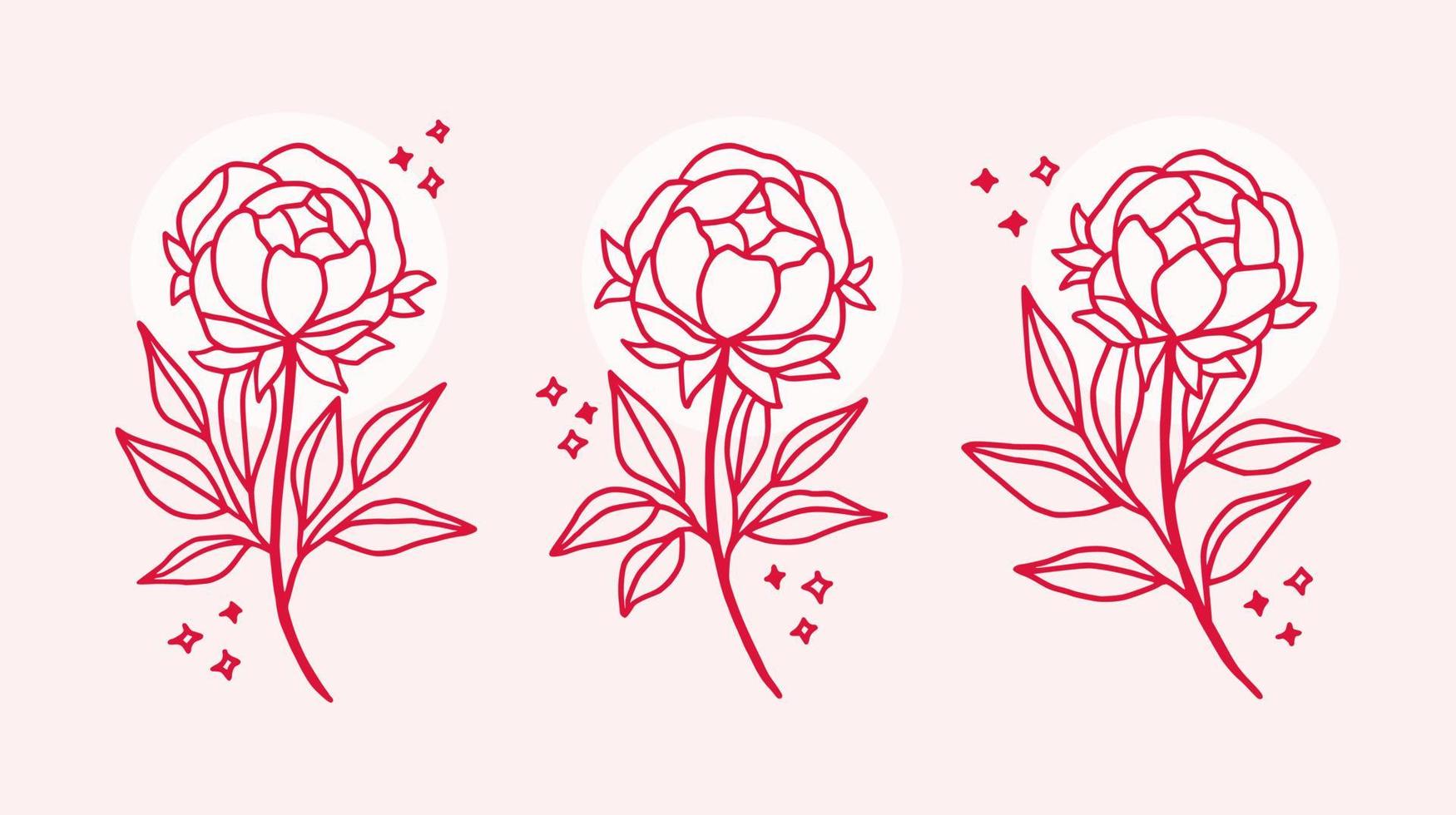 elementi del logo lineare del fiore botanico vintage disegnato a mano vettore