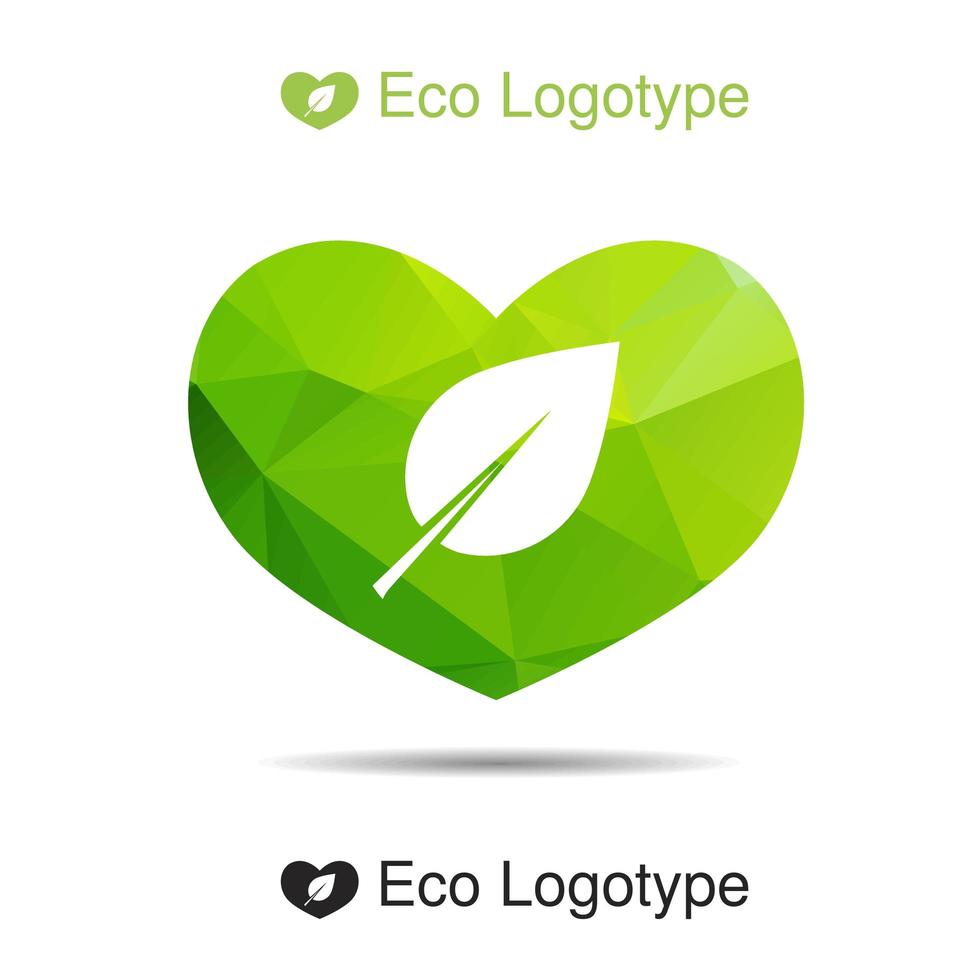 logo o icona di ecologia vettoriale, logotipo di natura con cuore vettore