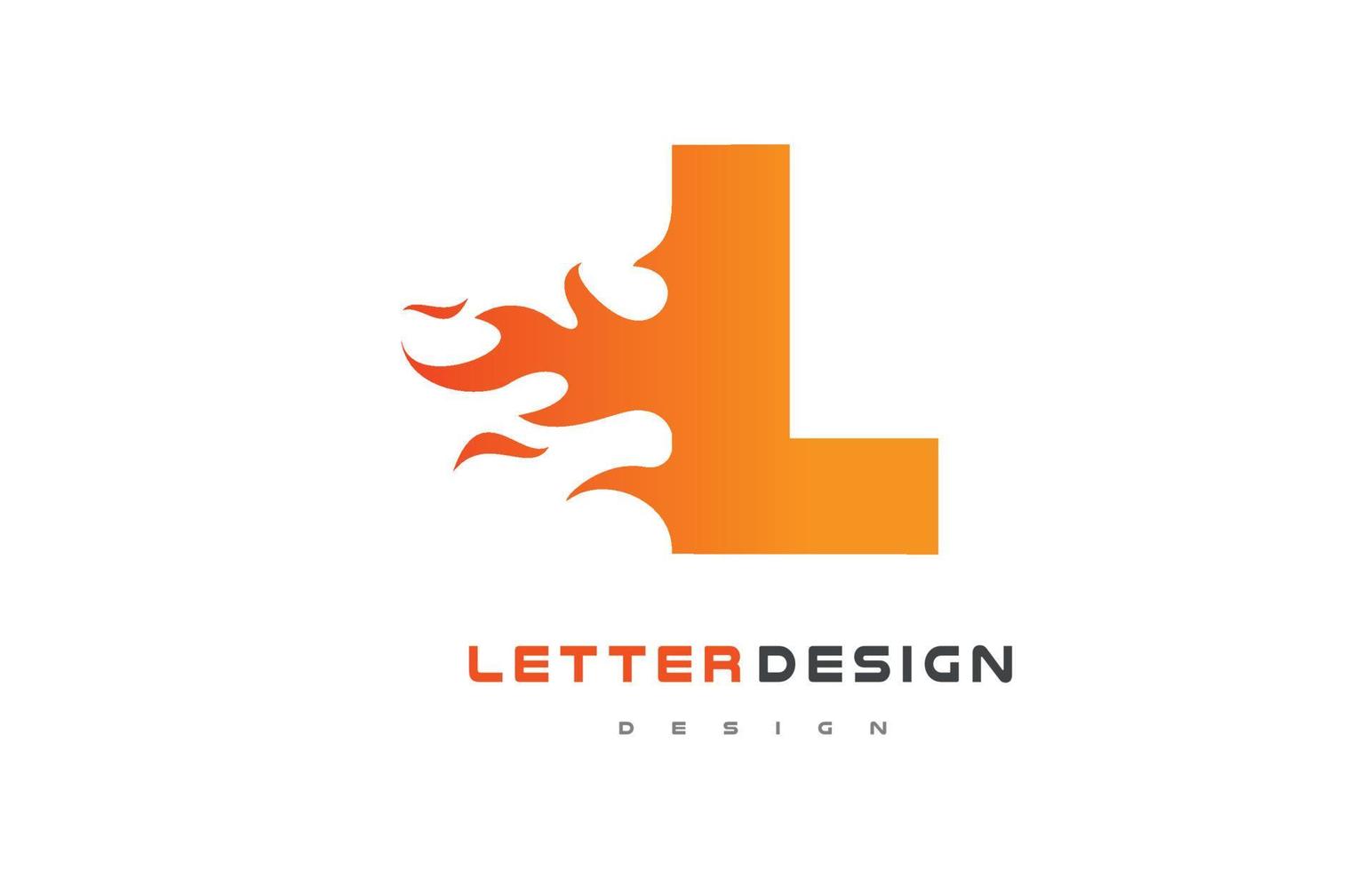 l disegno del logo della fiamma della lettera. concetto di lettering logo fuoco. vettore