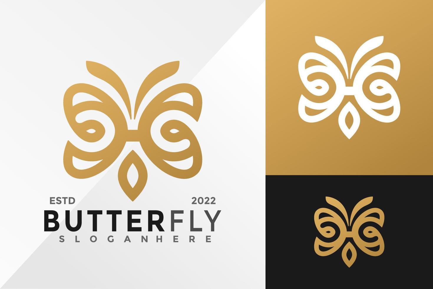 lettera h farfalla logo design illustrazione vettoriale modello